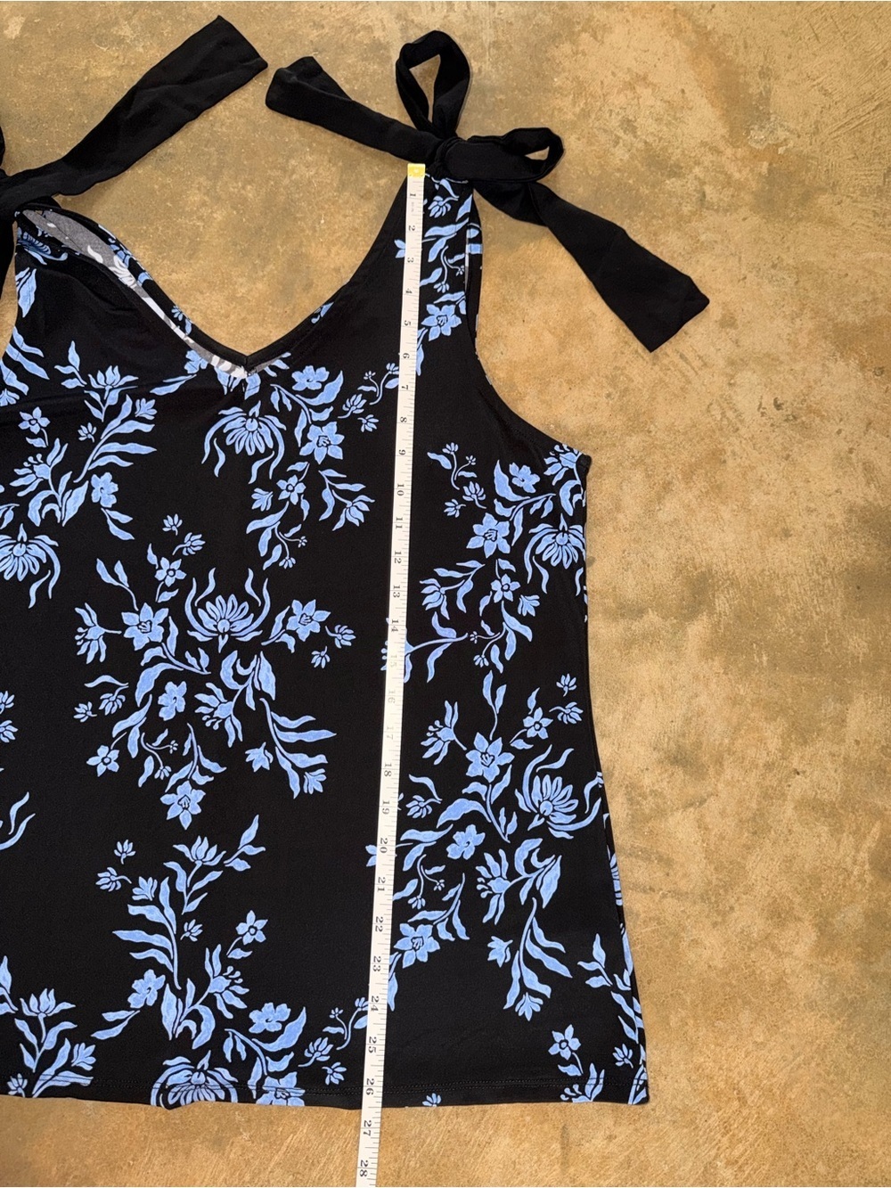 Cato Floral Tie Shoulder Tank Top NWT Black Blue Sleeveless Large - Picture 10 of 10